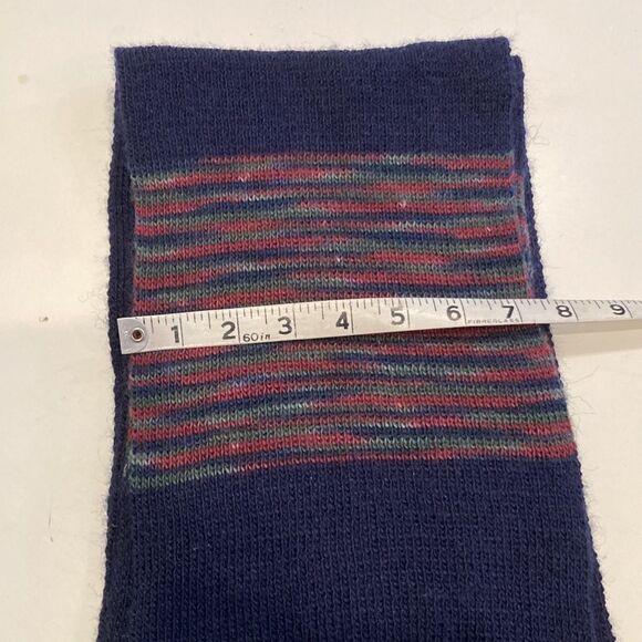 Peruvian alpaca scarf, blue, and burgundy with fringe - Picture 5 of 9